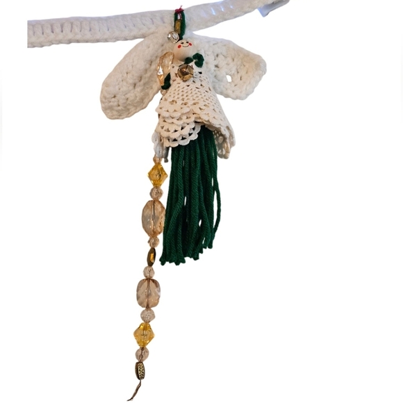 Hand Crafted Holiday Garland Crochet Angel Christmas Ornamets handmade lights up - Picture 13 of 17